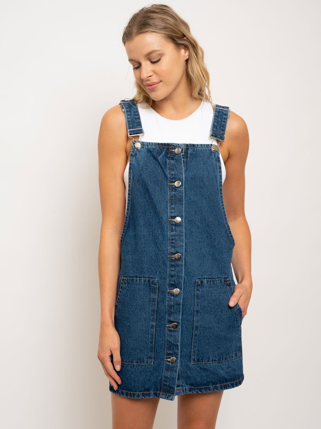 WOMEN'S DENIM BUTTON UP OVERALL