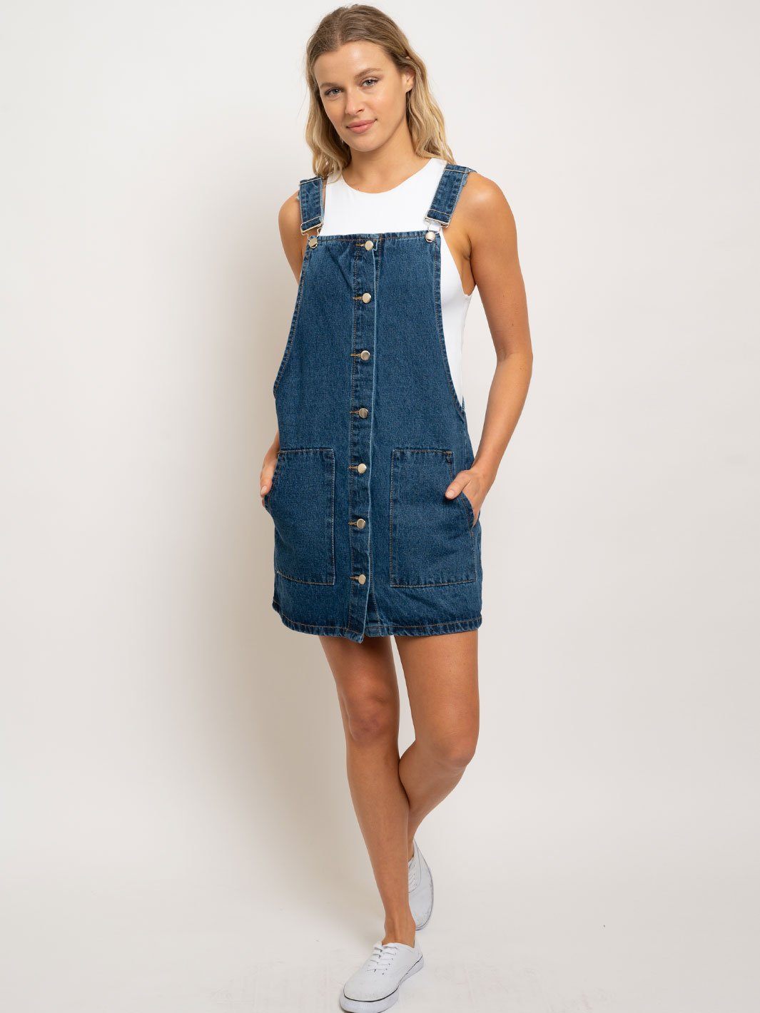 WOMEN'S DENIM BUTTON UP OVERALL