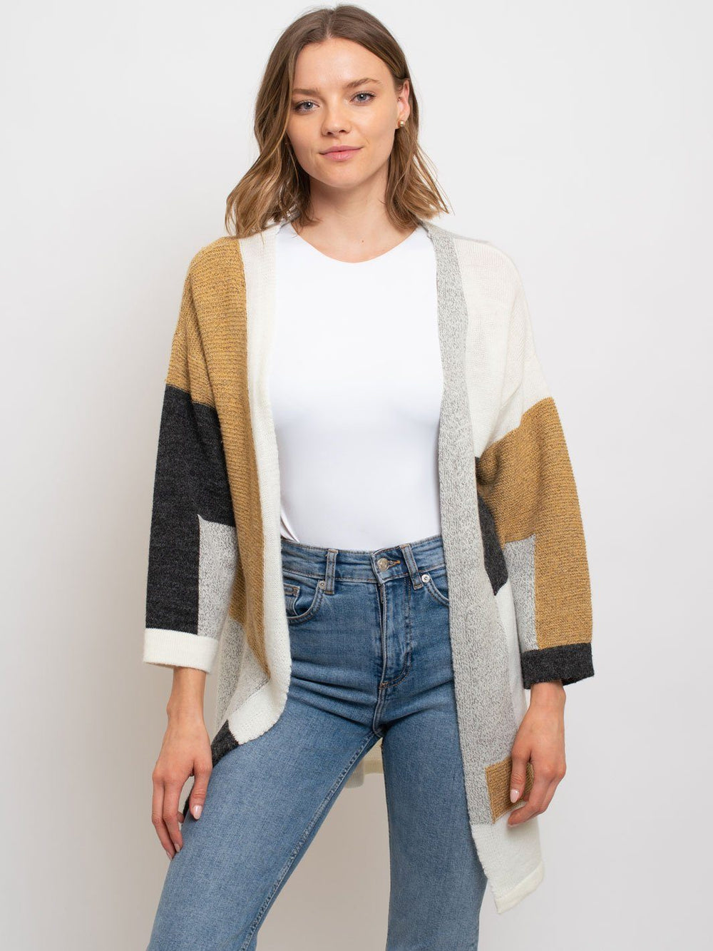 WOMEN'S COLOR BLOCK CARDIGAN
