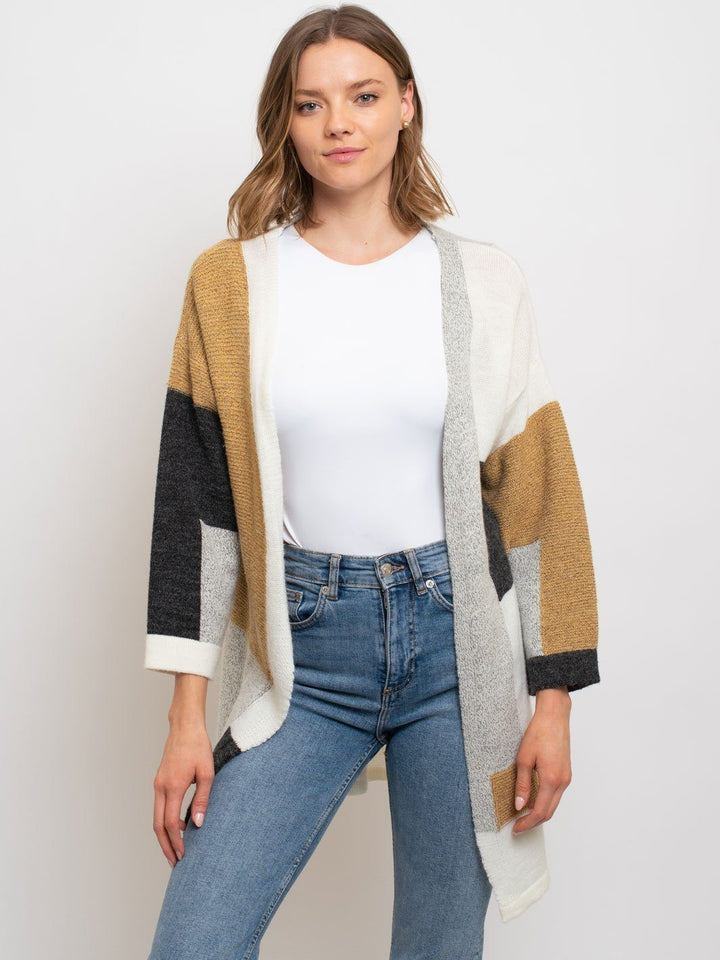 WOMEN'S COLOR BLOCK CARDIGAN