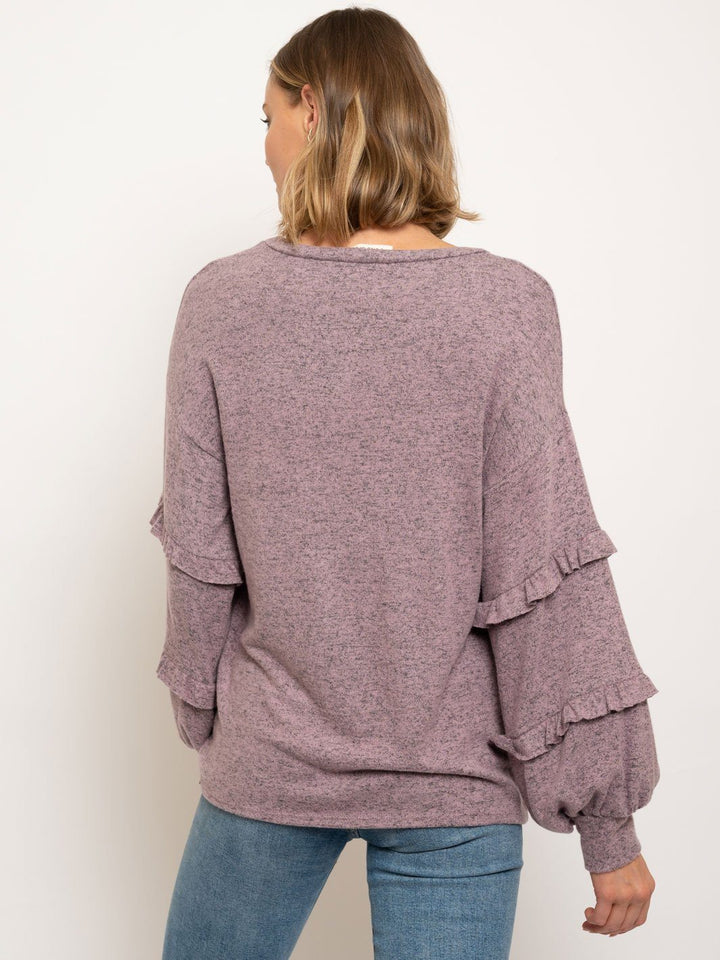 WOMEN'S LONG RUFFLE SLEEVES TOP