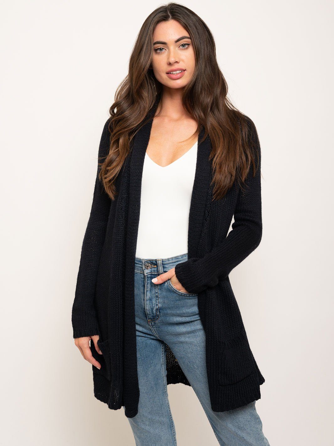 WOMEN'S LONG SLEEVE POCKETS CARDIGAN