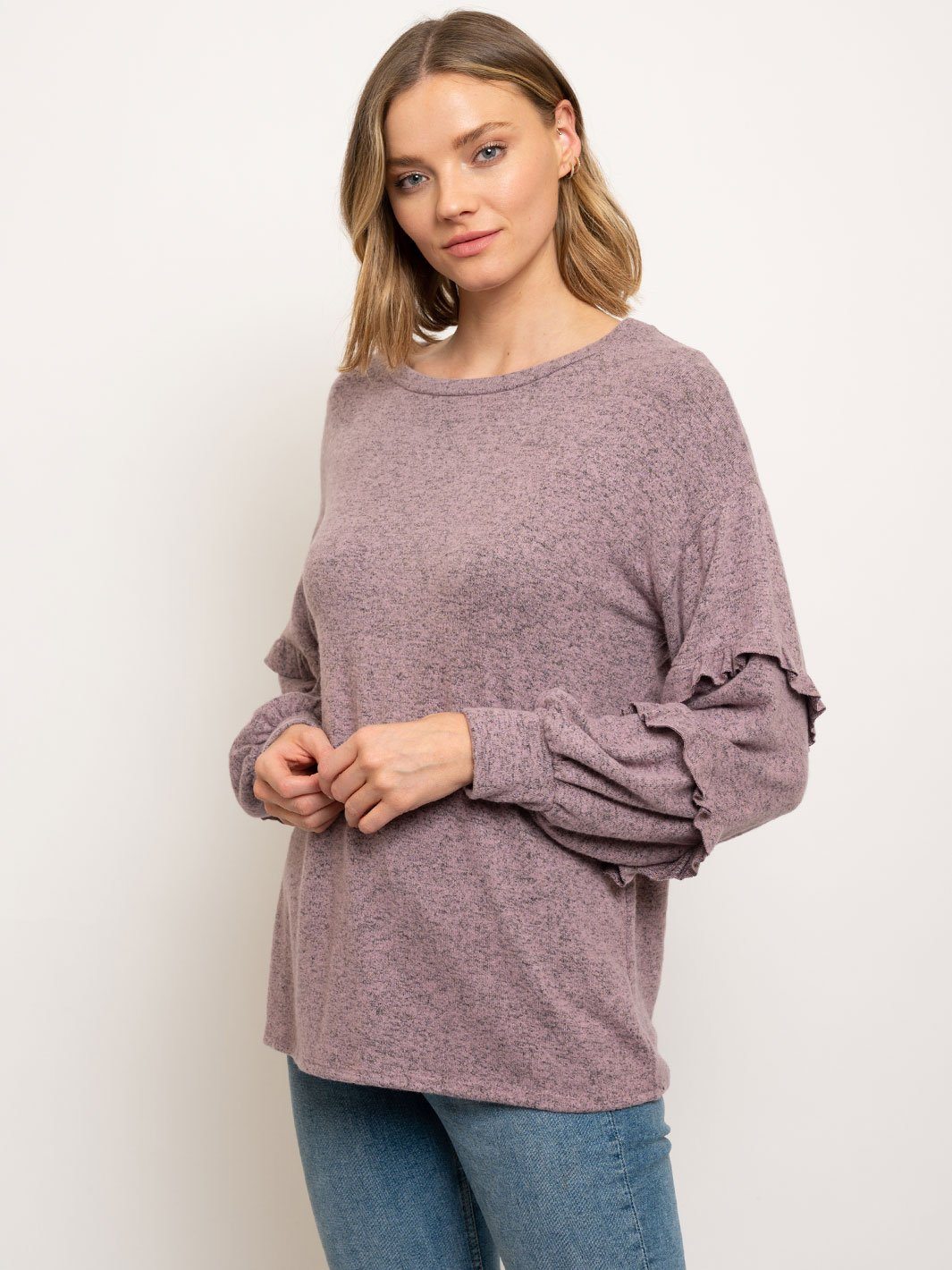 WOMEN'S LONG RUFFLE SLEEVES TOP