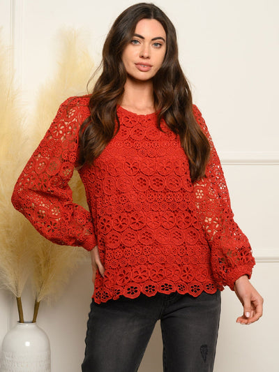 WOMEN'S LONG SLEEVE LACE TOP