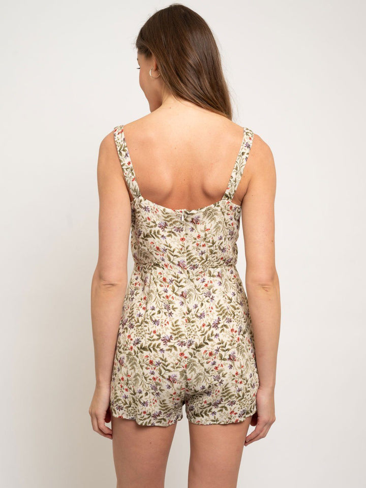 WOMEN'S SLEEVELESS FLORAL RIBBON ROMPER