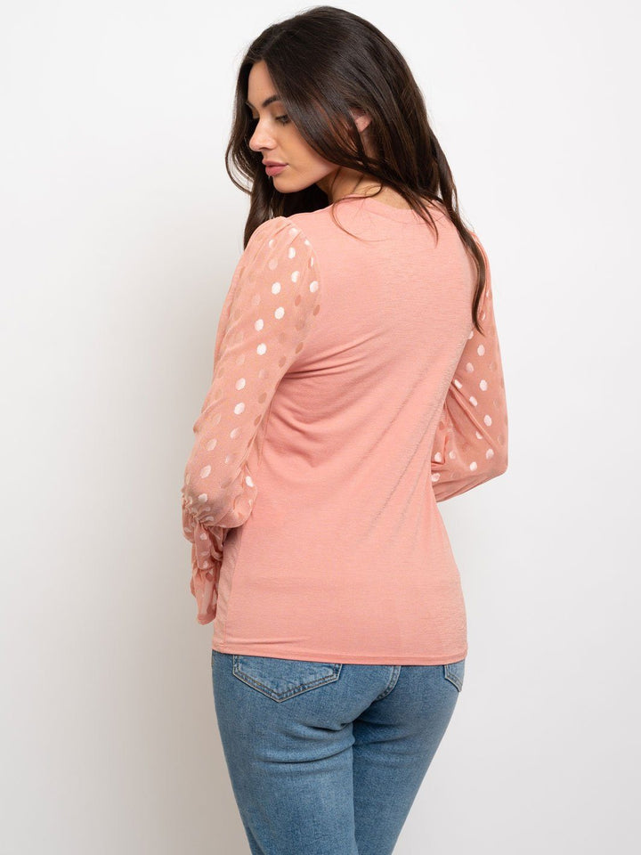 WOMEN'S LONG POLKA DOTS SLEEVE TOP