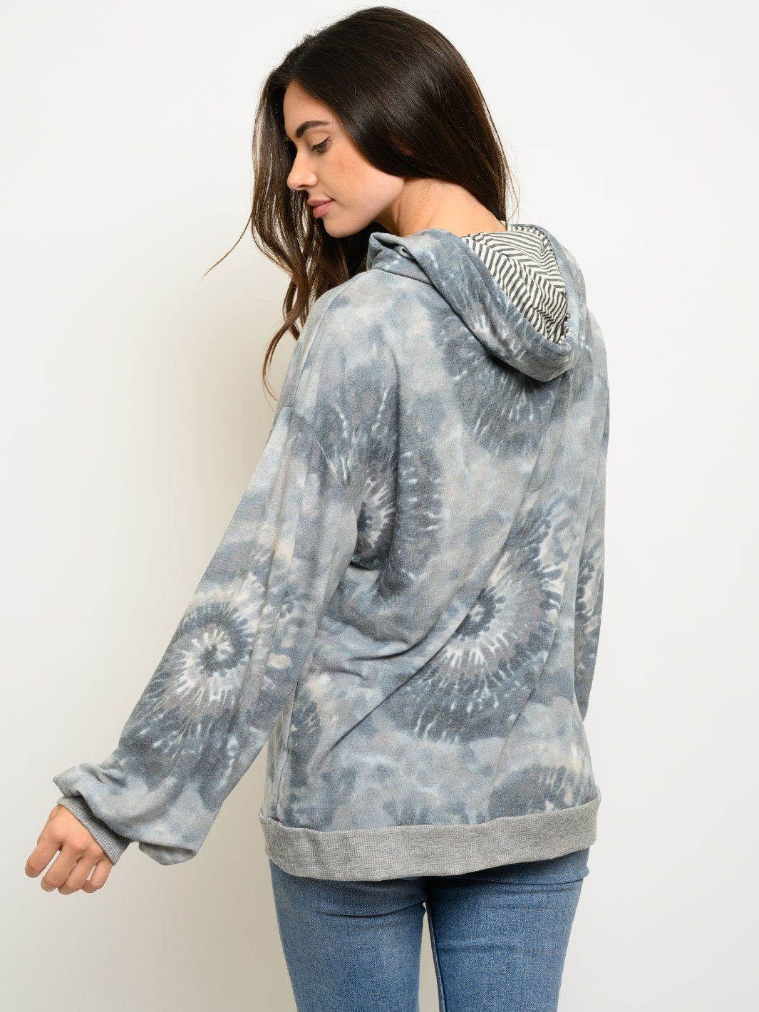 WOMEN'S LONG SLEEVE TIE DYE HOODIE SWEATSHIRT TOP