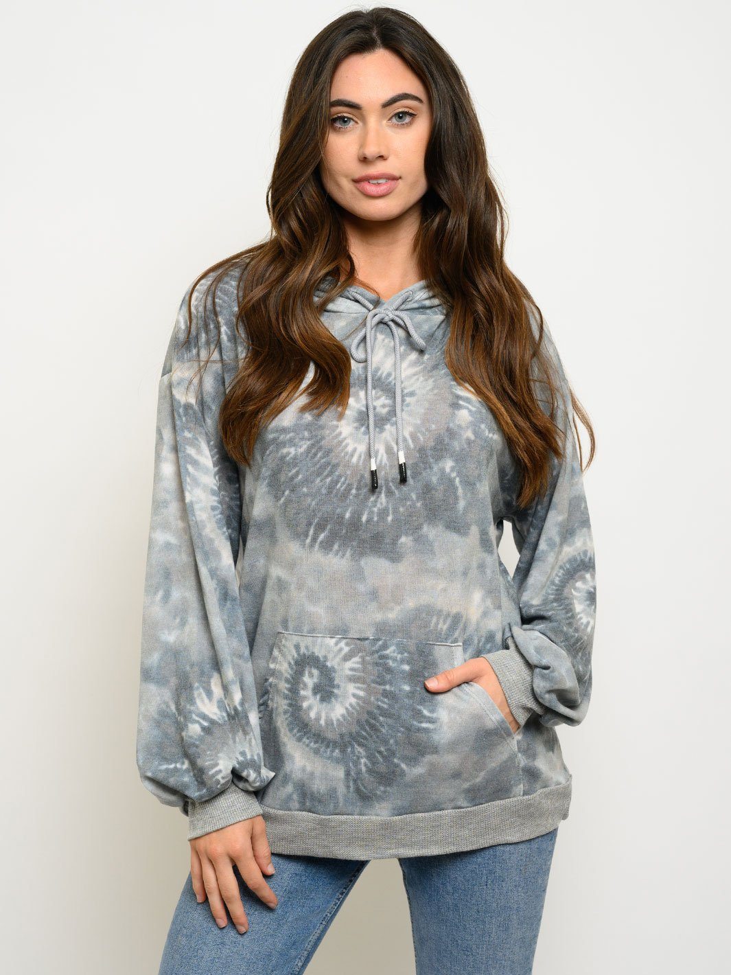 WOMEN'S LONG SLEEVE TIE DYE HOODIE SWEATSHIRT TOP