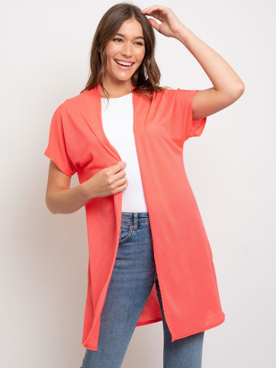 WOMEN'S BASIC SHORT SLEEVE CARDIGAN
