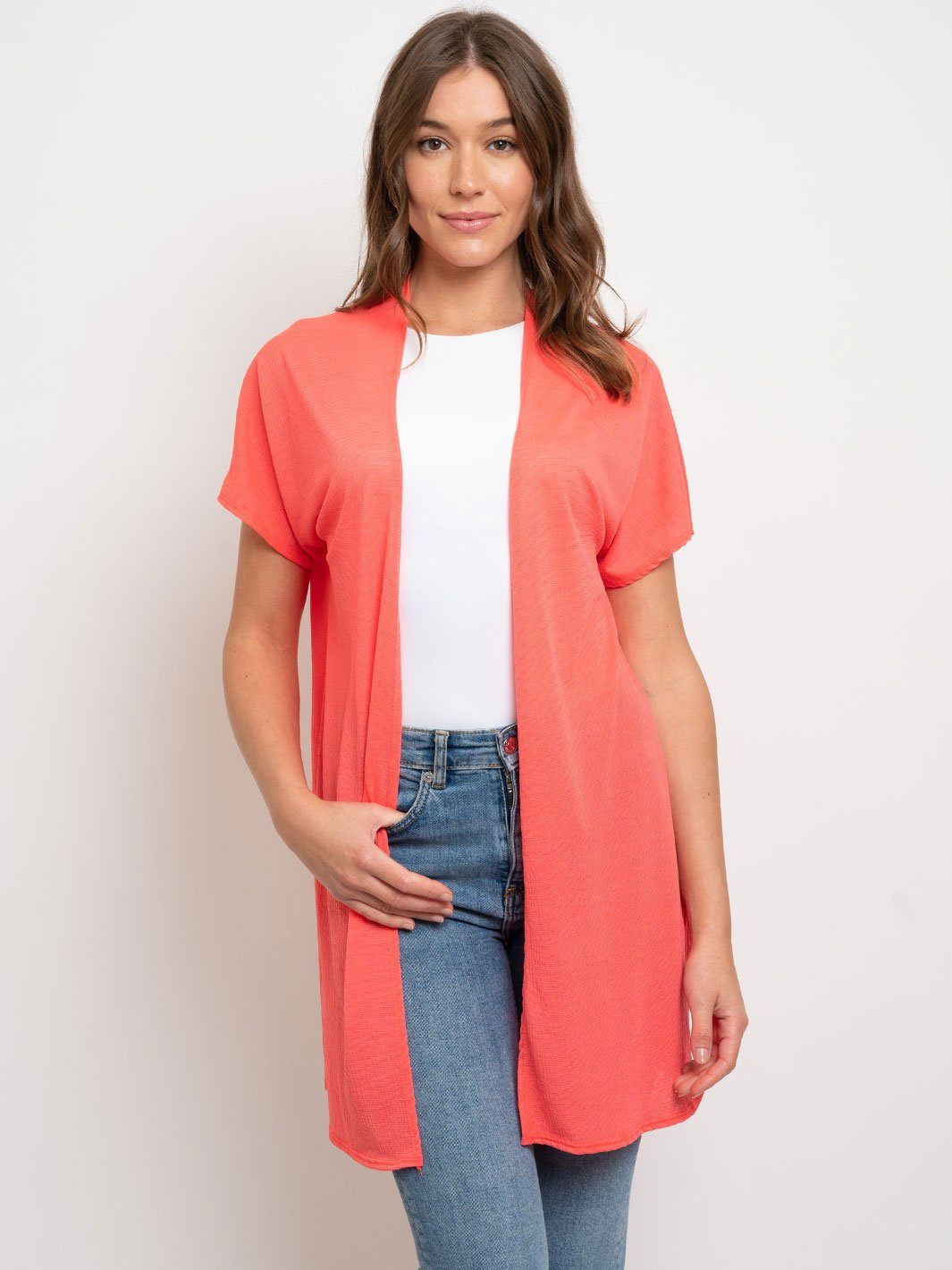 WOMEN'S BASIC SHORT SLEEVE CARDIGAN