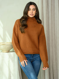 WOMEN'S LONG SLEEVE TURTLE NECK SWEATER