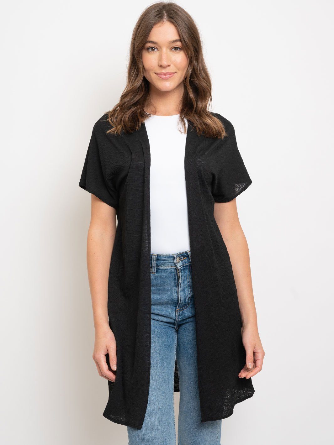 WOMEN'S BASIC SHORT SLEEVE CARDIGAN