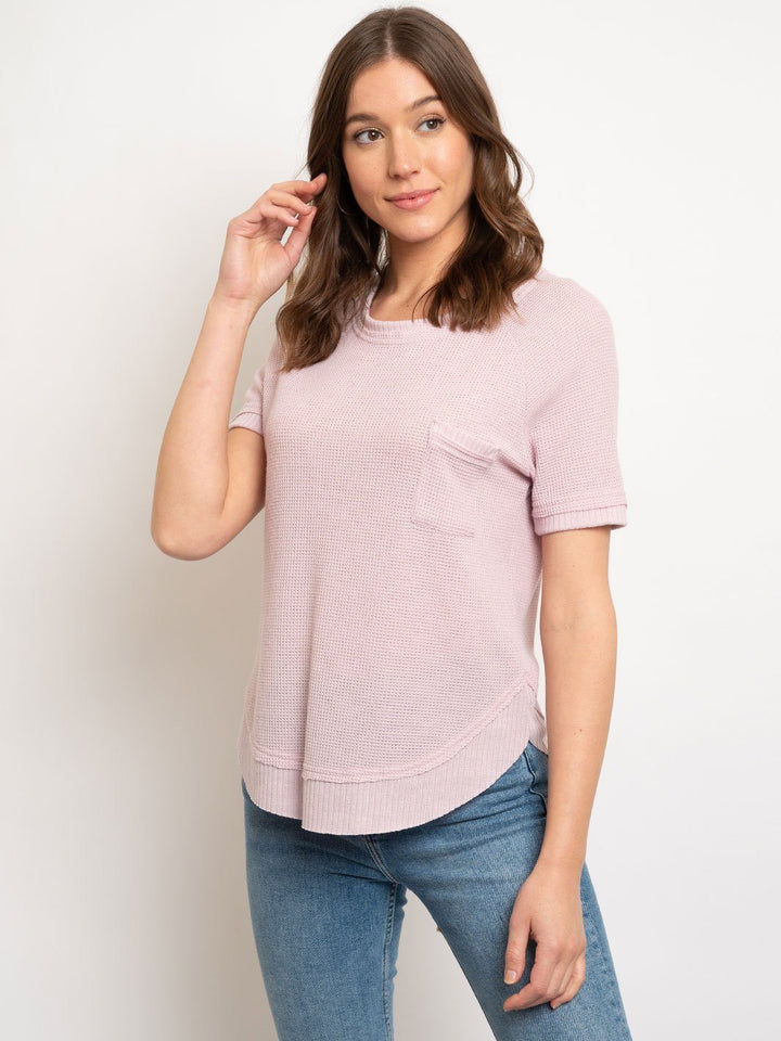 WOMEN'S WAFFLE SHORT SLEEVE TOP