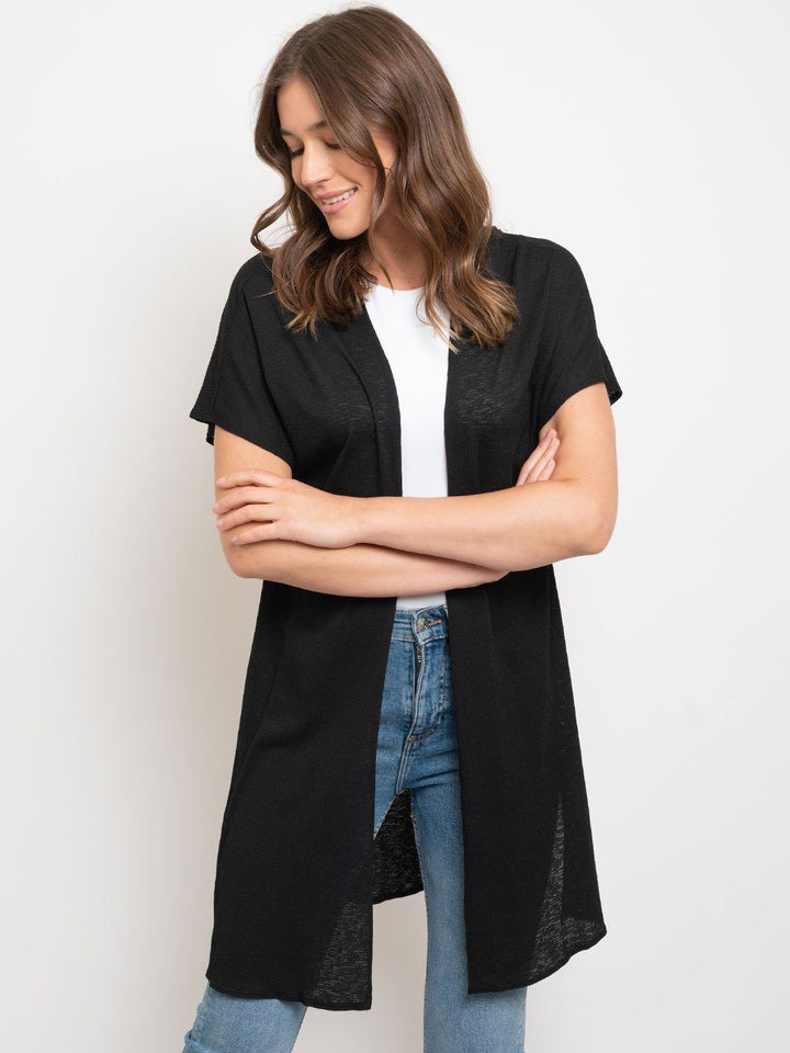 WOMEN'S BASIC SHORT SLEEVE CARDIGAN