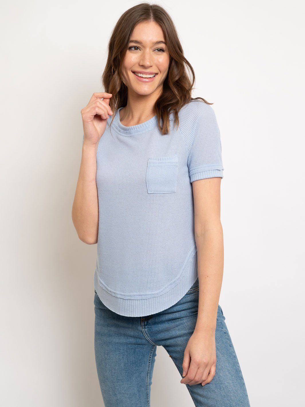 WOMEN'S WAFFLE SHORT SLEEVE TOP