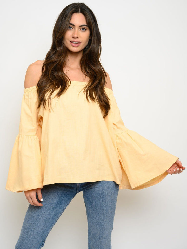 WOMEN'S OFF SHOULDER BELL SLEEVE TOP