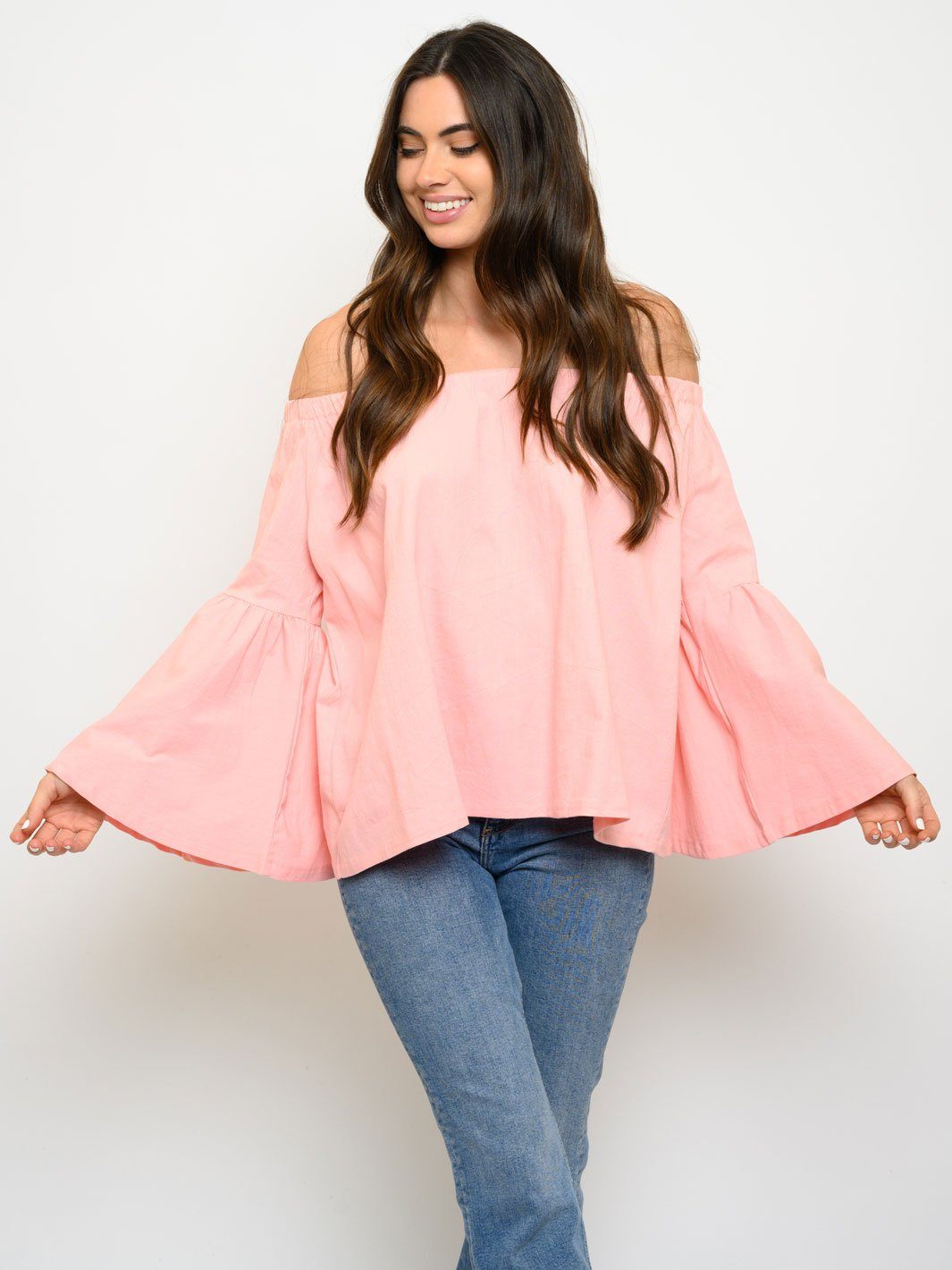 WOMEN'S OFF SHOULDER BELL SLEEVE TOP