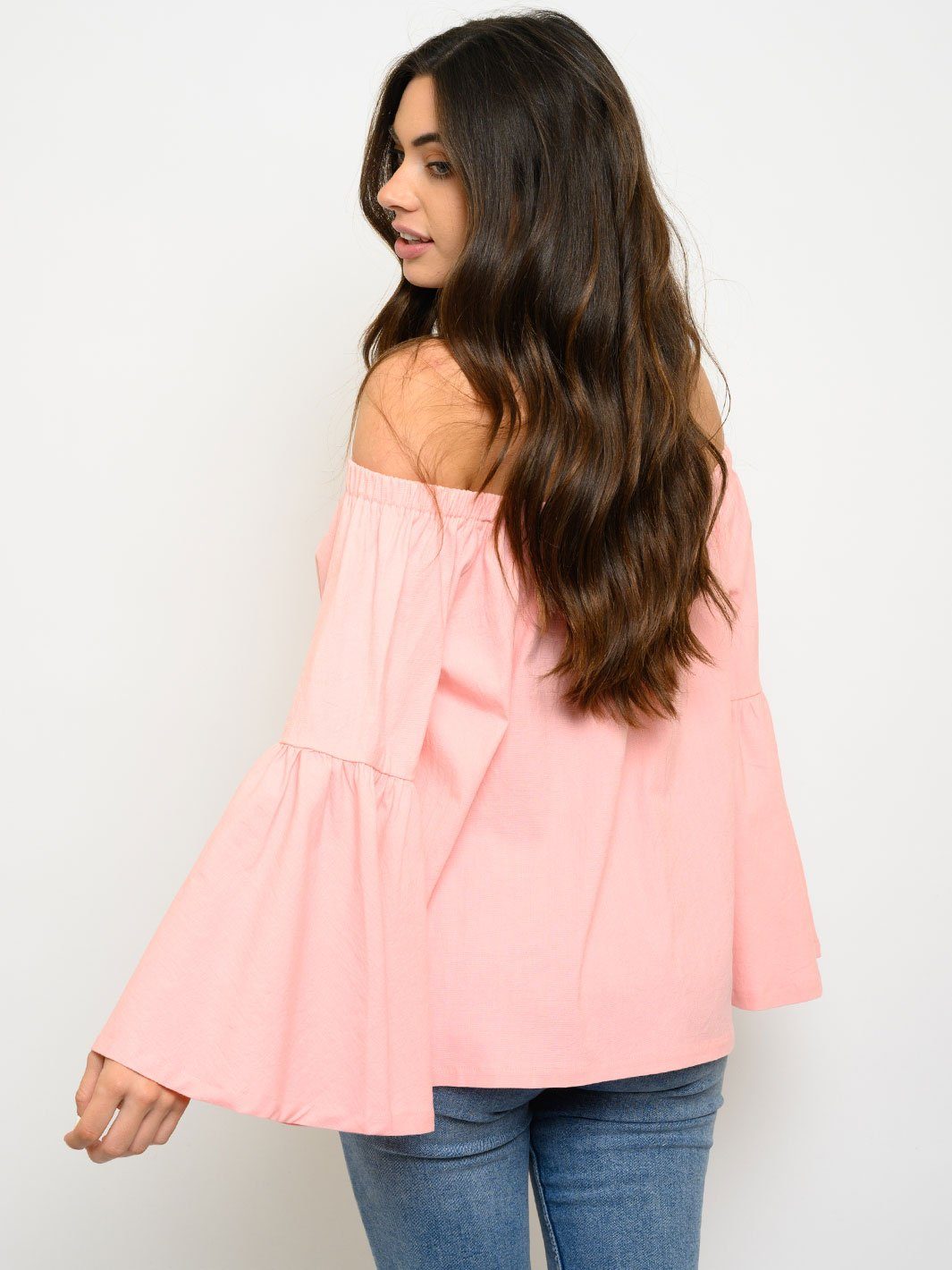 WOMEN'S OFF SHOULDER BELL SLEEVE TOP