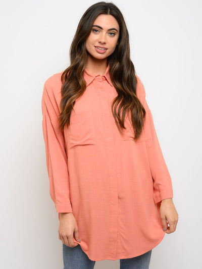 WOMEN'S BUTTON UP LONG SLEEVE TOP