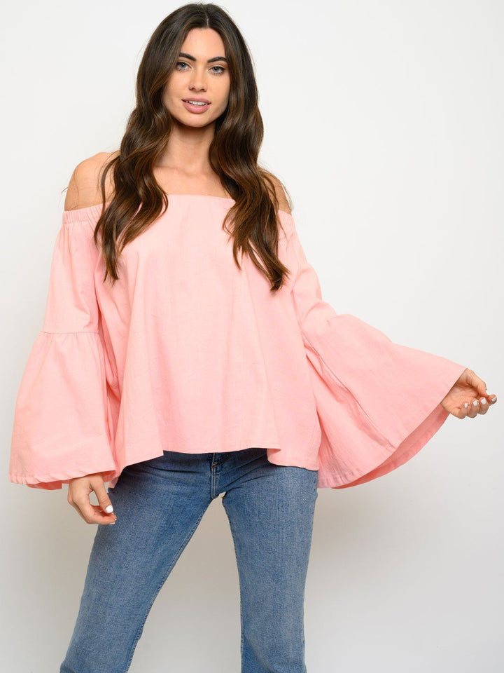 WOMEN'S OFF SHOULDER BELL SLEEVE TOP