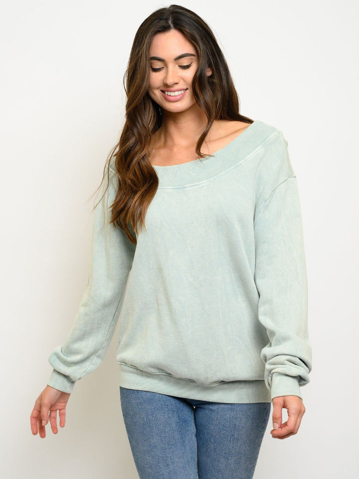 WOMEN'S GARMENT DYED LONG SLEEVE SWEATSHIRT