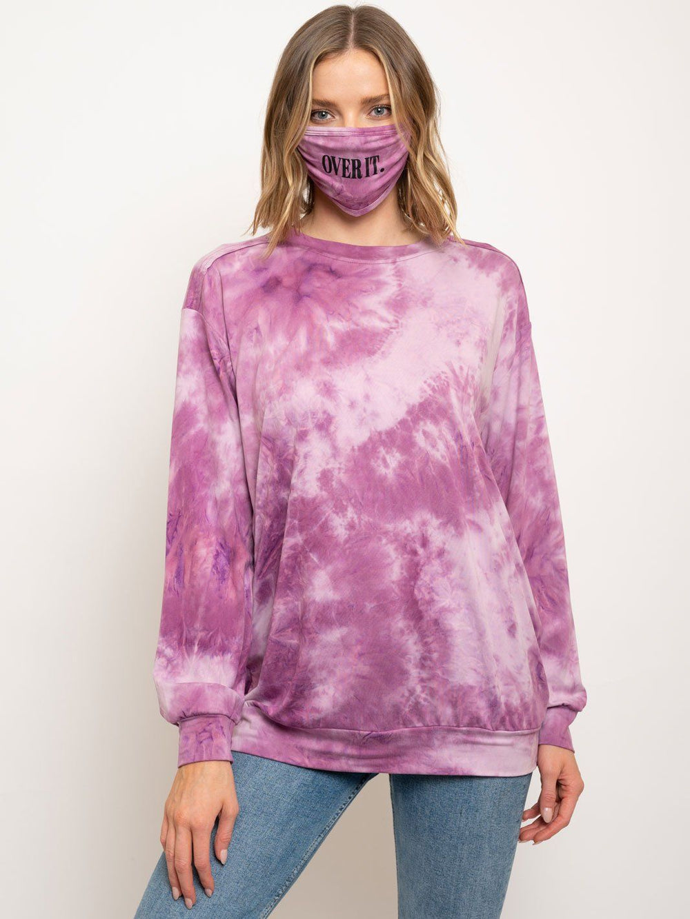 WOMEN'S OVERSIZED TIE DYE WITH MASK SET TOP