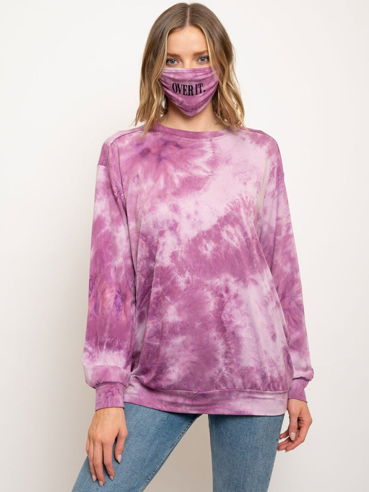 WOMEN'S OVERSIZED TIE DYE WITH MASK SET TOP