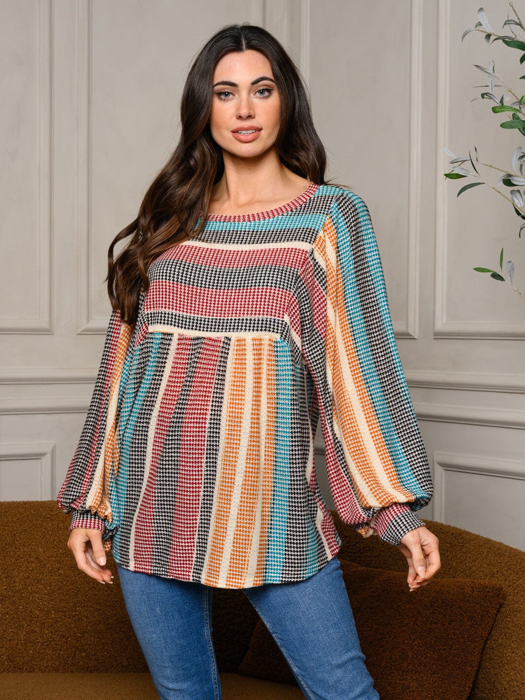 WOMEN'S LONG PUFF SLEEVE COLORBLOCK TUNIC TOP – Wholesalefashiontrends.com