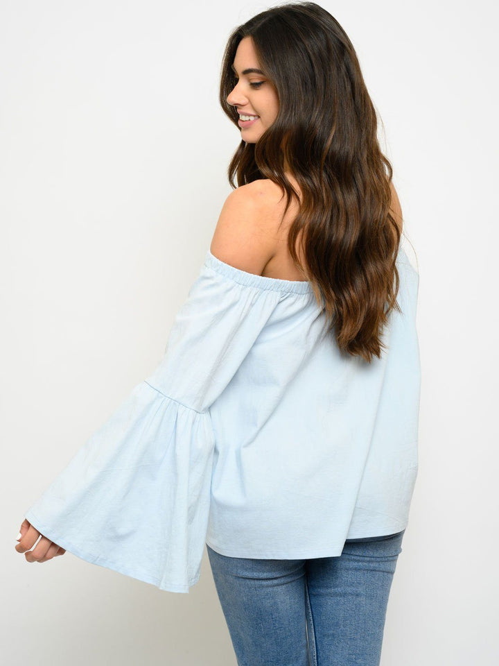 WOMEN'S OFF SHOULDER BELL SLEEVE TOP