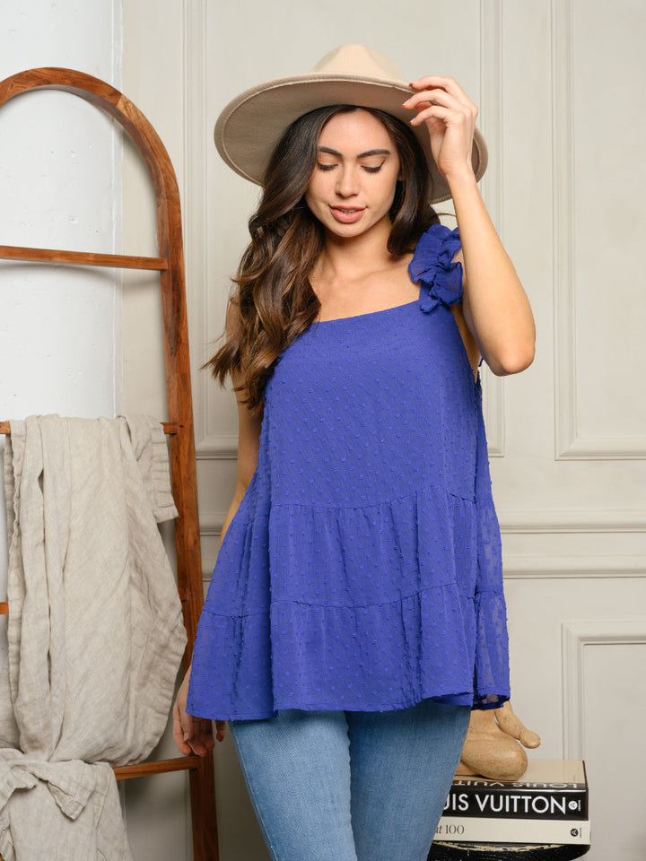 WOMEN'S BABY DOLL RUFFLE TANK TOP