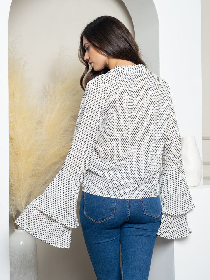 WOMEN'S LONG BELL SLEEVE V-NECK TOP