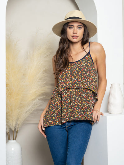 WOMEN'S FLORAL TIERED TANK TOP
