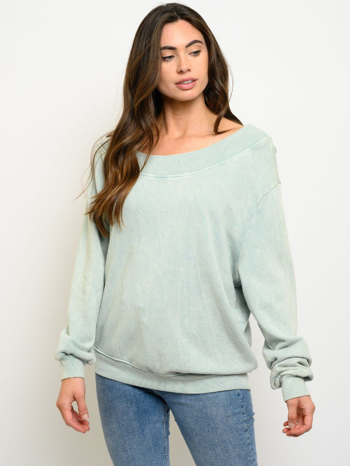 WOMEN'S GARMENT DYED LONG SLEEVE SWEATSHIRT