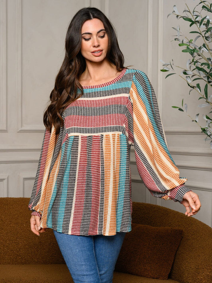 WOMEN'S LONG PUFF SLEEVE COLORBLOCK TUNIC TOP – Wholesalefashiontrends.com
