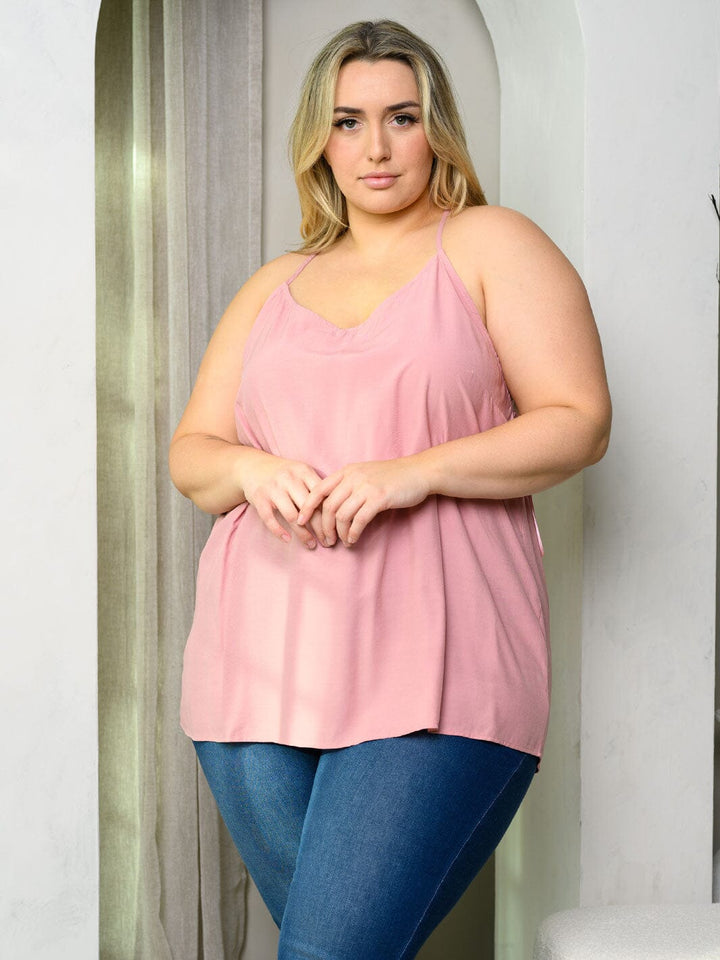 PLUS SIZE SLEEVELESS BACK DETAILED TANK TOP