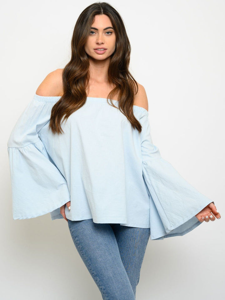 WOMEN'S OFF SHOULDER BELL SLEEVE TOP