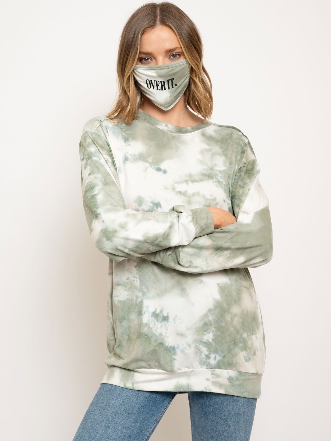 WOMEN'S OVERSIZED TIE DYE WITH MASK SET TOP