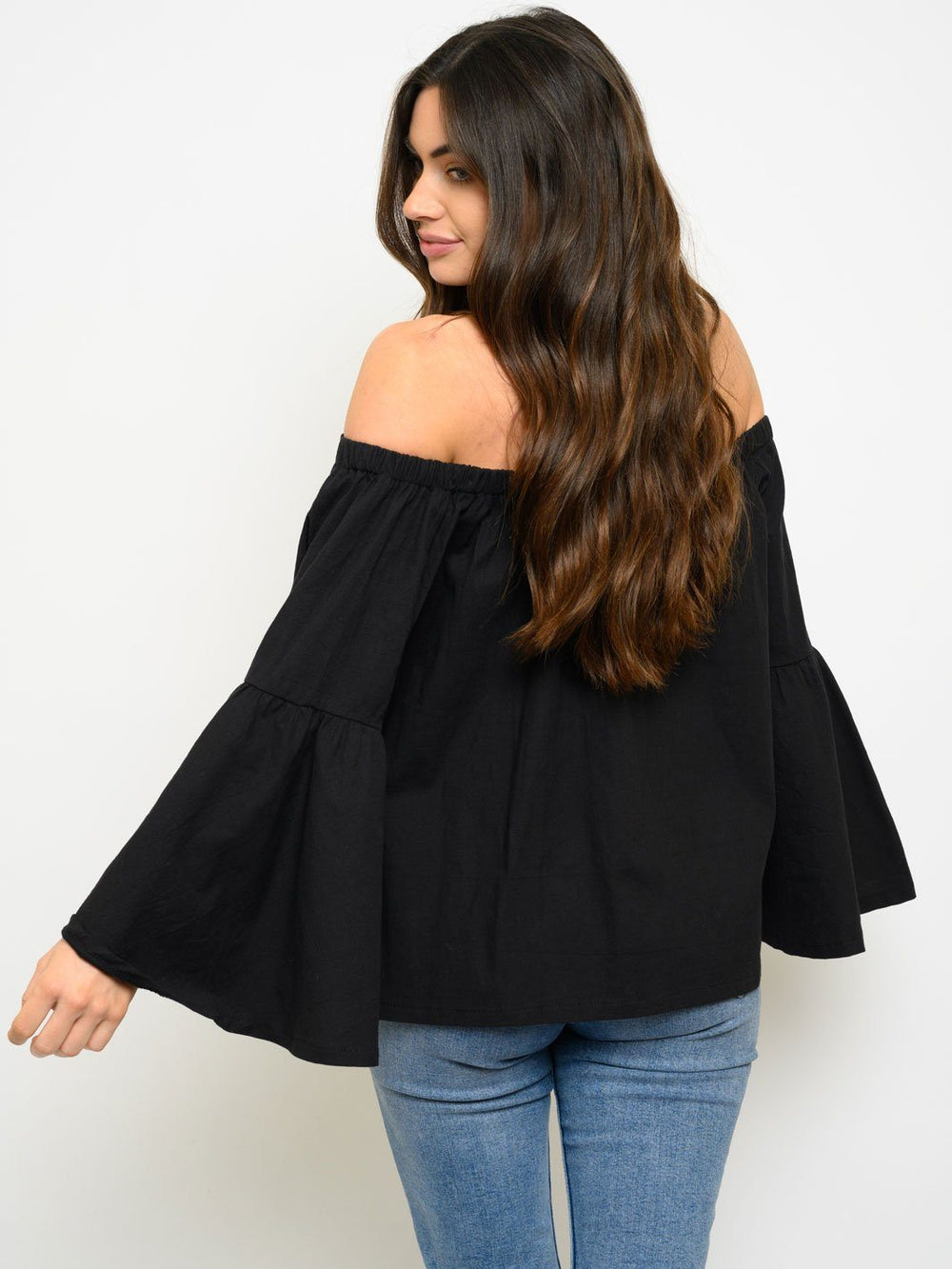 WOMEN'S OFF SHOULDER BELL SLEEVE TOP