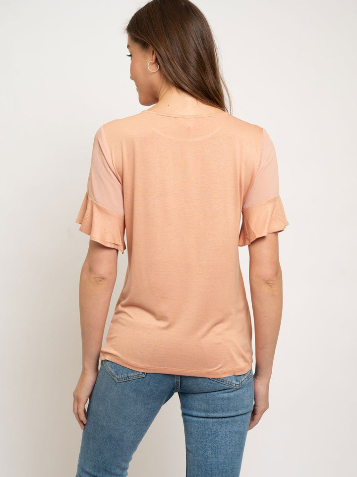 WOMEN'S CHIFFON RUFFLED SLEEVES TOP