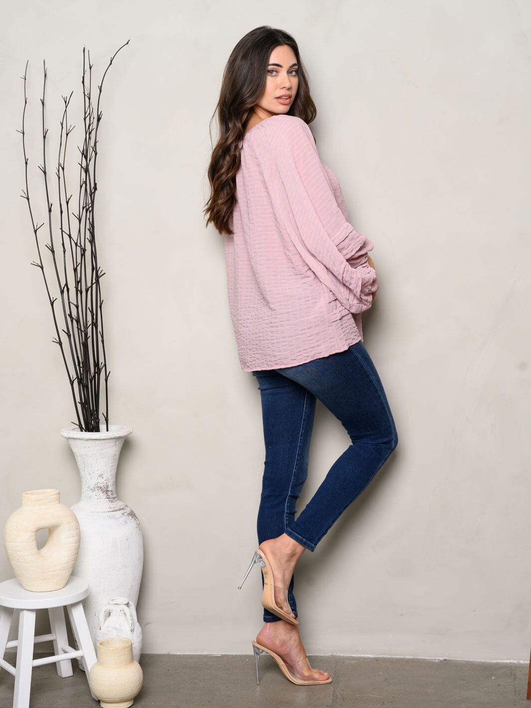 WOMEN'S BALLON LONG SLEEVE TUNIC TOP