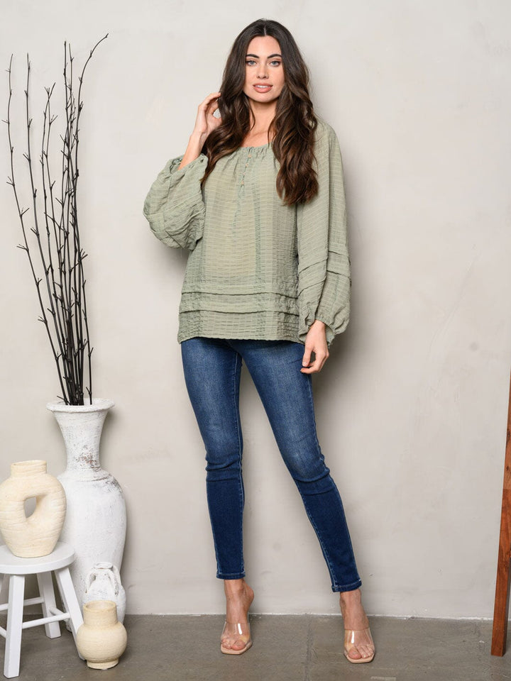 WOMEN'S BALLON LONG SLEEVE TUNIC TOP