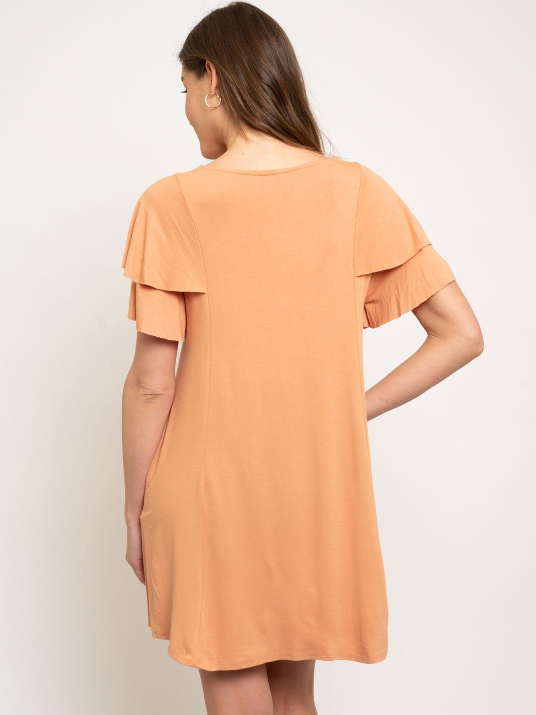 LAYERED RUFFLE SLEEVED POCKET DRESS