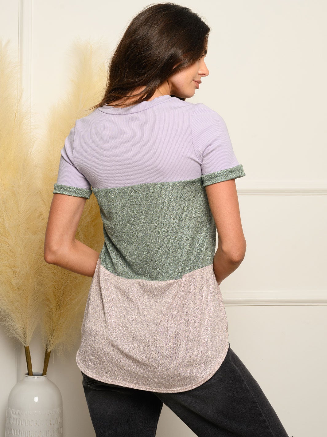 WOMEN'S COLOR BLOCK FRONT POCKET TOP