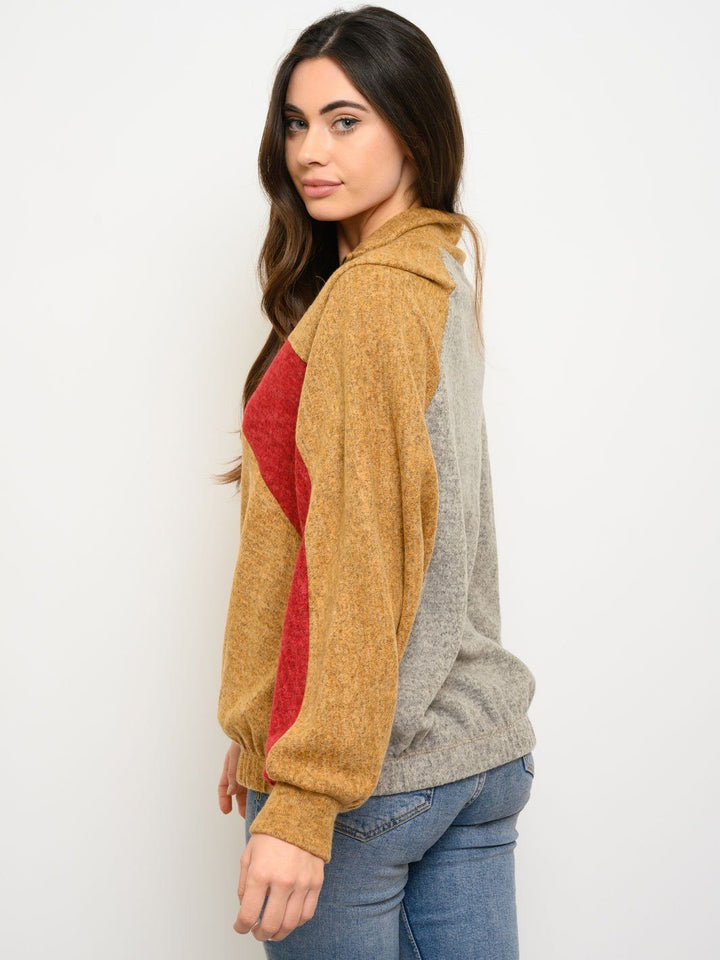 WOMEN'S COLOR BLOCK LONG SLEEVE SWEATER