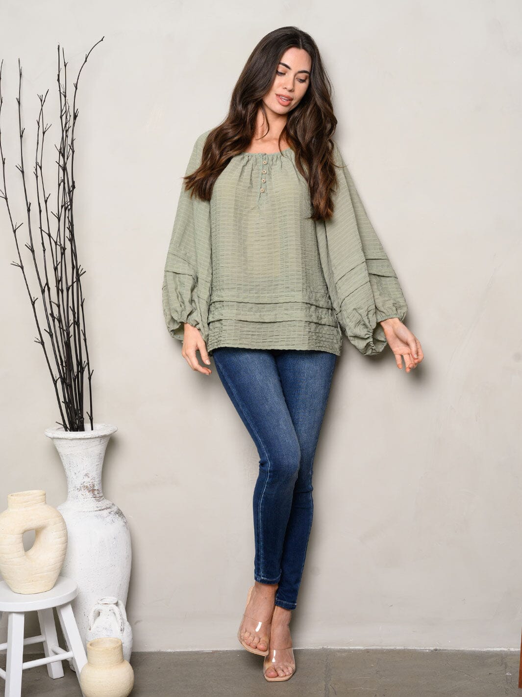 WOMEN'S BALLON LONG SLEEVE TUNIC TOP