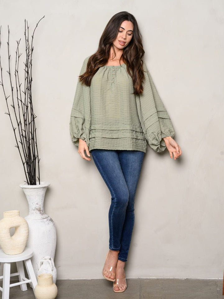 WOMEN'S BALLON LONG SLEEVE TUNIC TOP
