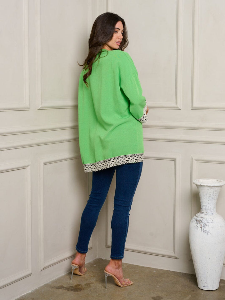 WOMEN'S SHORT SLEEVE OPEN FRONT DETAILED CARDIGAN