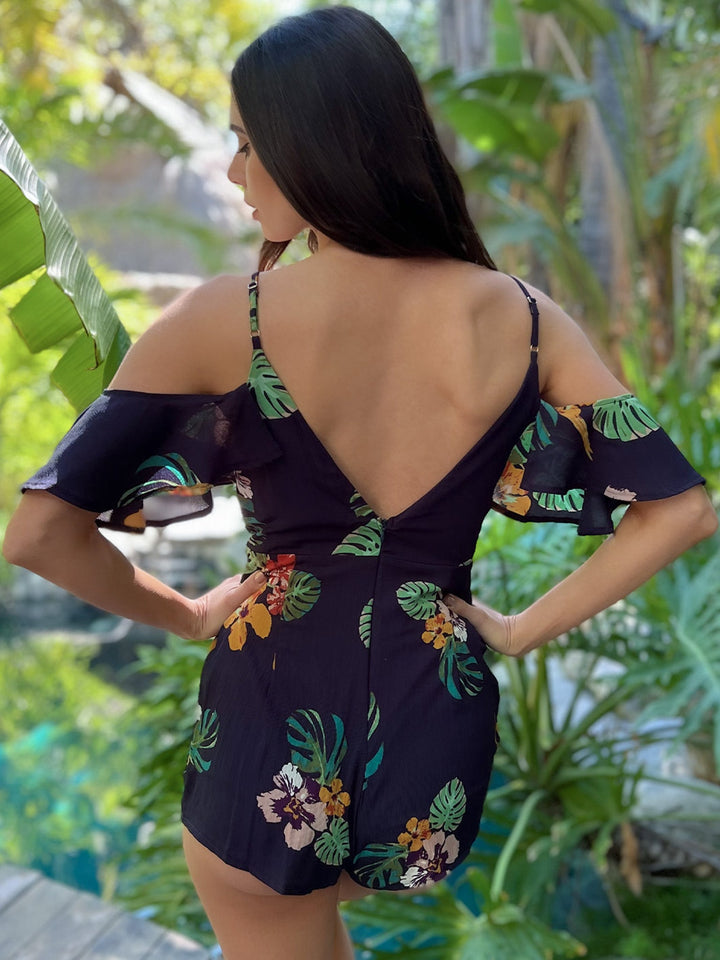 WOMEN'S COLD SHOULDER WRAP ROMPER