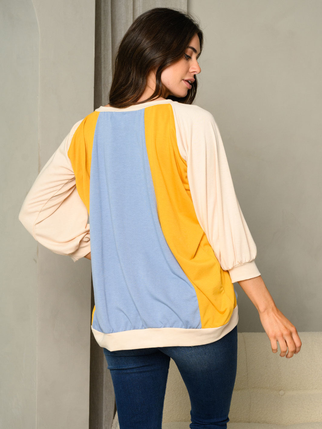 WOMEN'S LONG SLEEVE COLORBLOCK TUNIC TOP
