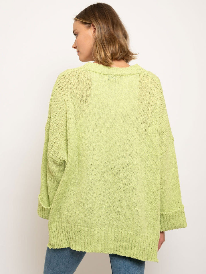 WOMEN'S LONG SLEEVE HIGH-LOW BUTTON DOWN OVERSIZED SWEATER